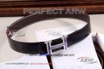 Perfect Replica Hermes Black Leather Belt With Stainless Steel Buckle Purple Diamonds